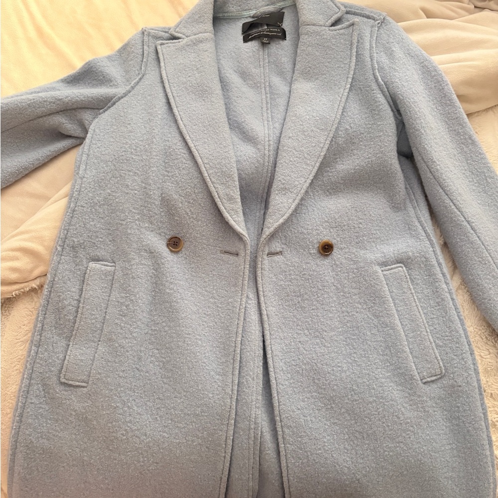 J. Crew Blue Trench Coat with Notched Lapels and Tailored Fit 4 tall